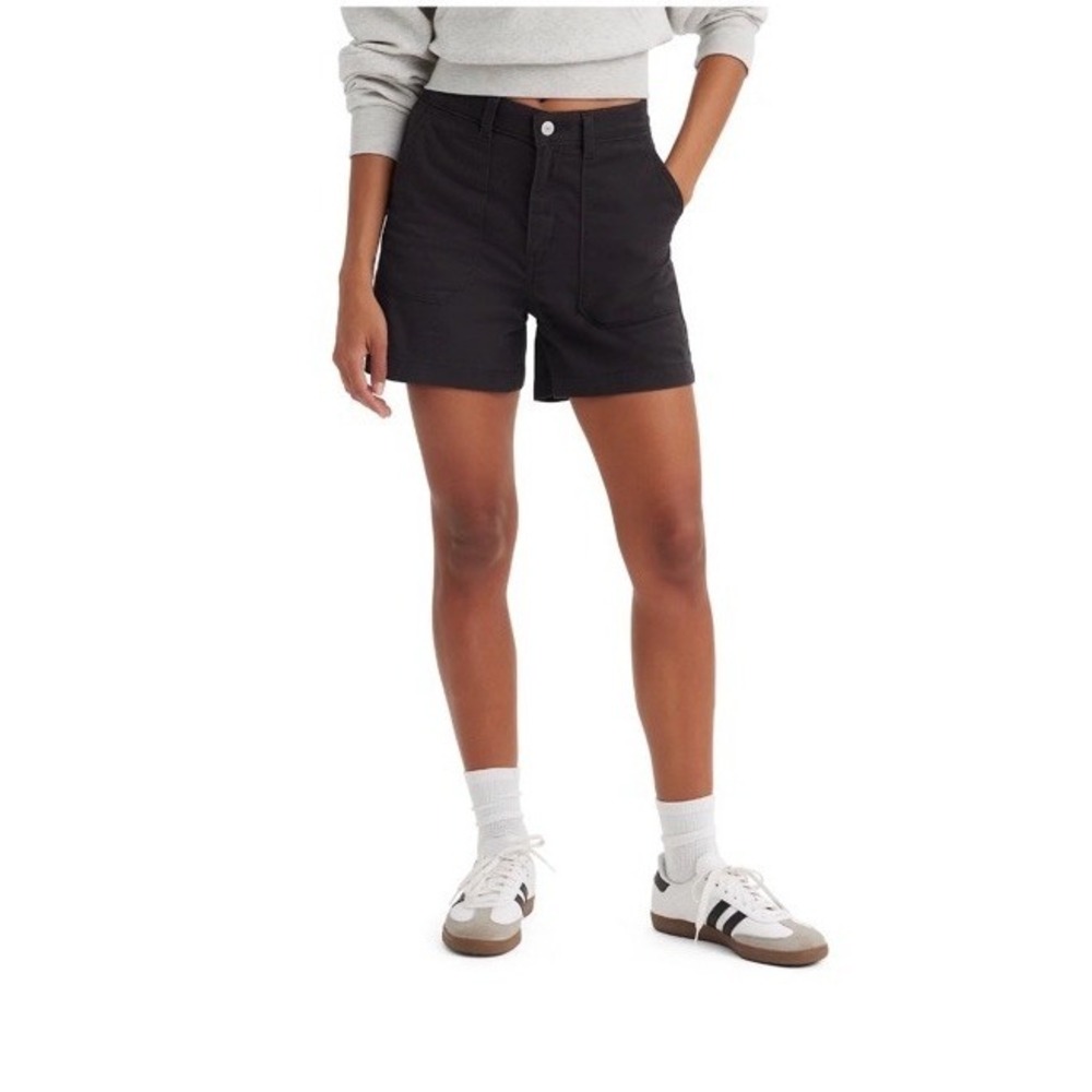 Levi's Utility Shorts Women's Size 32 Black Mid Rise Stretch Cotton‎ NWT Levis